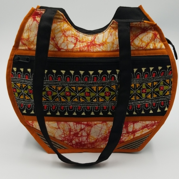 Hand Crafted Handbags - Boho Fabric Geometric Embroidered Shoulder Bag
